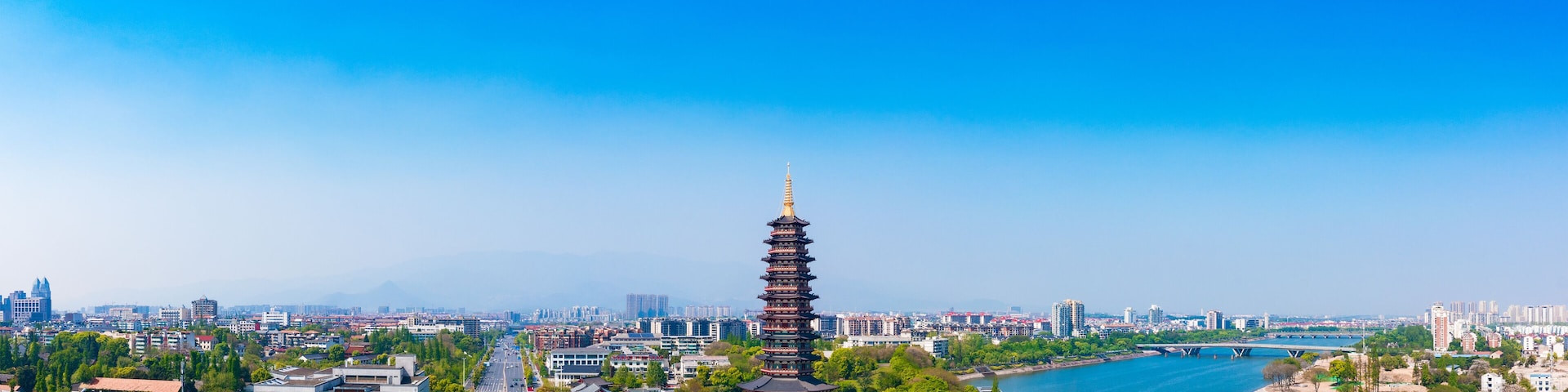 Wanfo Pagoda in Wuzhou ancient city, Jinhua City, Zhejiang Province, China