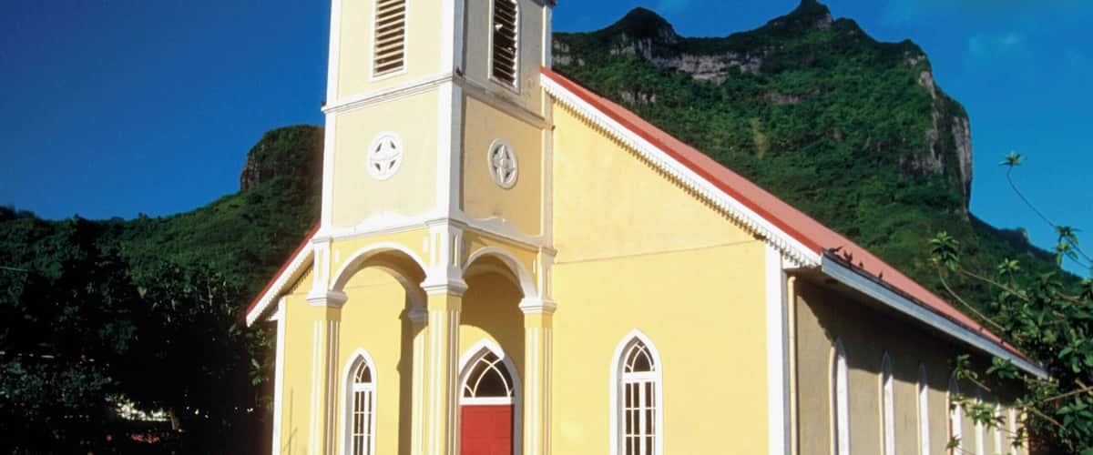 Facade of a Church, Vaitape, Bora Bora, French Polynesia