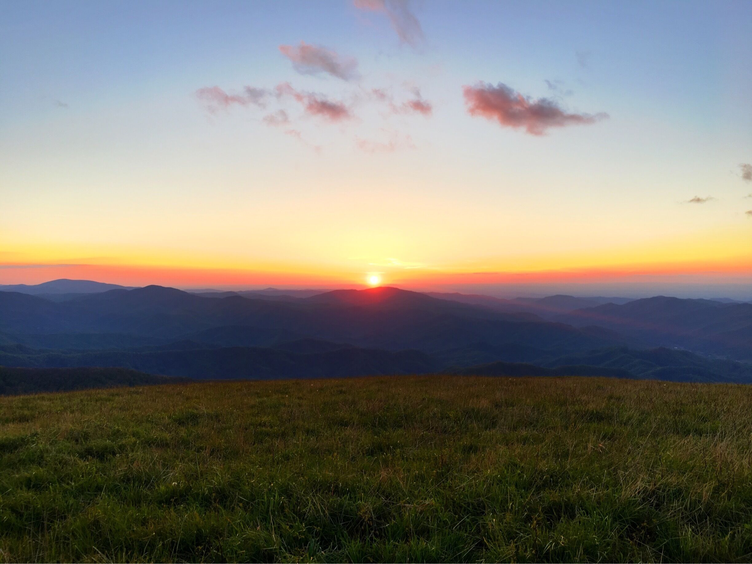Great sunset on Hump Mountain looking back at the Roan Mountain Range on the Appalachian Trail.