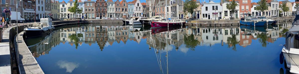 Port of Goes, Netherlands, on a beautiful summer day in a panoramic view