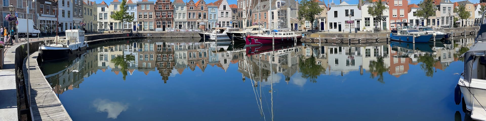 Port of Goes, Netherlands, on a beautiful summer day in a panoramic view