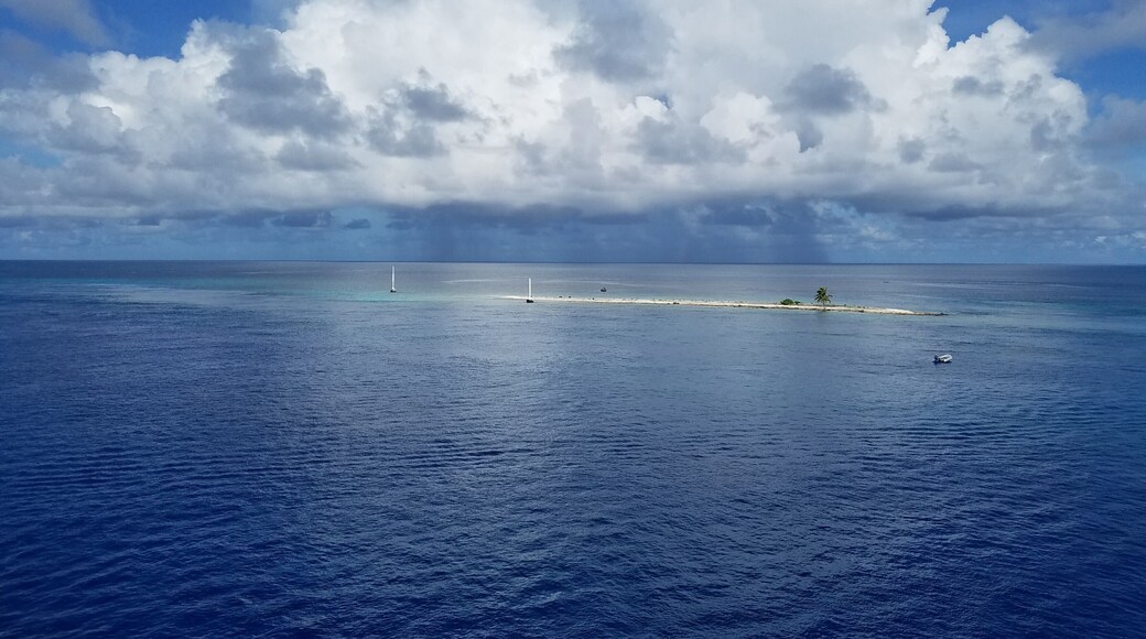 The reef off this small sandbar "island" in the middle of the huge lagoon of the Rangiroa Atoll is a great place for scuba diving. And that's just what we did, off the marina on the aft of the cruise ship M/S Paul Gauguin. The clouds camp up and smited our ship with a torrential downpour that caused our captain to leave the Tuamotus early, after a surprise typoon-like storm hit the ship the day before in Fakarava. #blue #SouthPacific #adventure