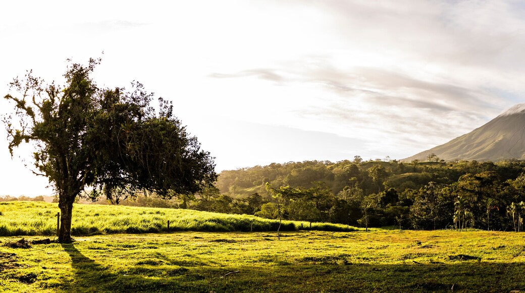 View of the Arenal volcano in Costa Rica at sunrise