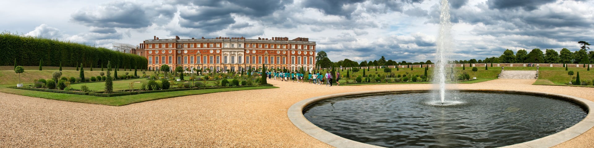Hampton Court Palace and pond at Privy Gardens
