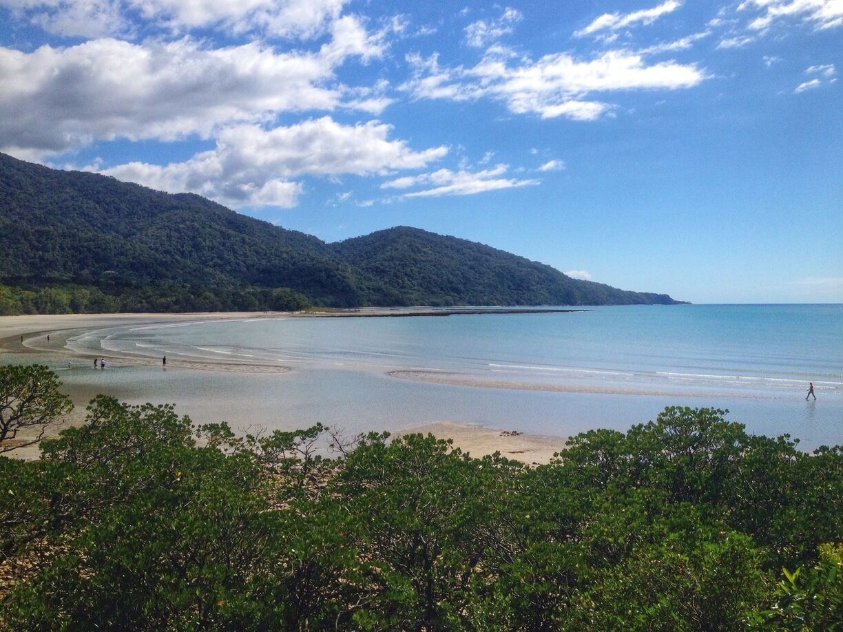 Kulki Lookout is one of the best places to see the meeting point of the Wet Tropics World Heritage Area and the Great Barrier Reef Marine Park. It's such a wonderful sight.

The lookout is a short walk from the car park at Cape Tribulation Beach and offers a beautiful view over beach - plus you get a lovely walk through the rainforest.

Read more at http://pegsontheline.com/cape-tribulation-2/