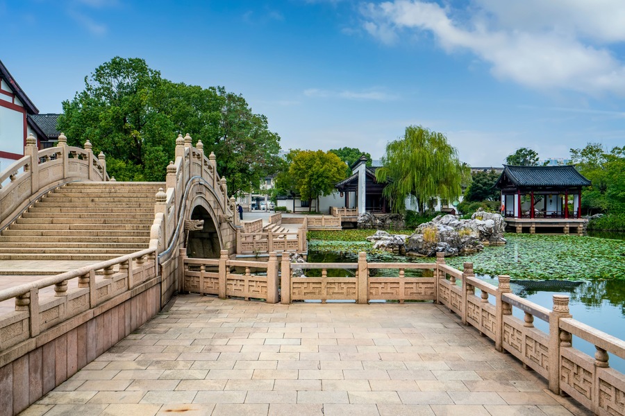 Chinese garden landscape in Suzhou, China