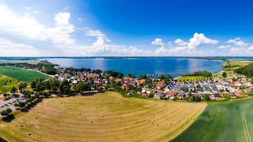 Germany, Mecklenburg-Western Pomerania, Mecklenburg Lake District, Aerial view of Fleesensee and lake Fleesensee