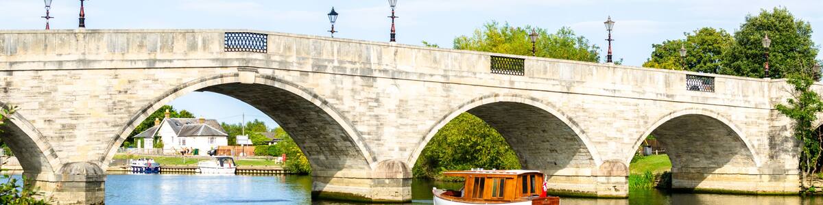 Chertsey Bridge on the River Thames in summer, England