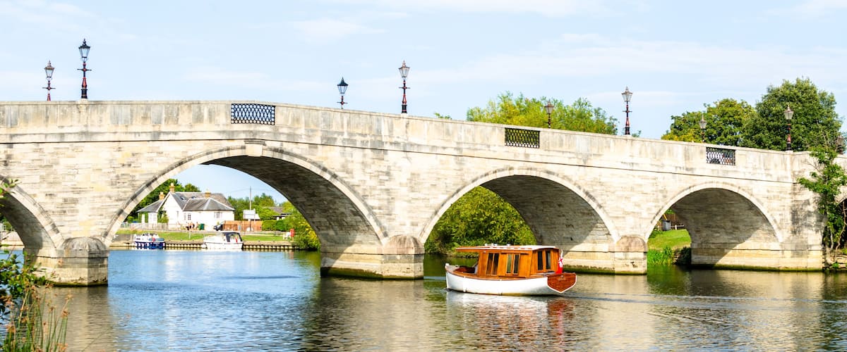 Chertsey Bridge on the River Thames in summer, England