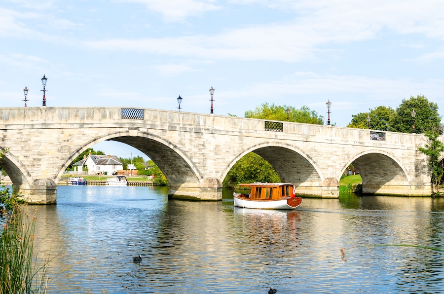 Chertsey Bridge on the River Thames in summer, England