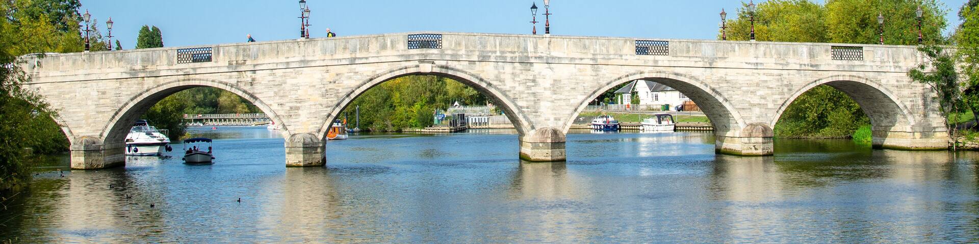 Chertsey Bridge over the River Thames in summer, Surrey, England