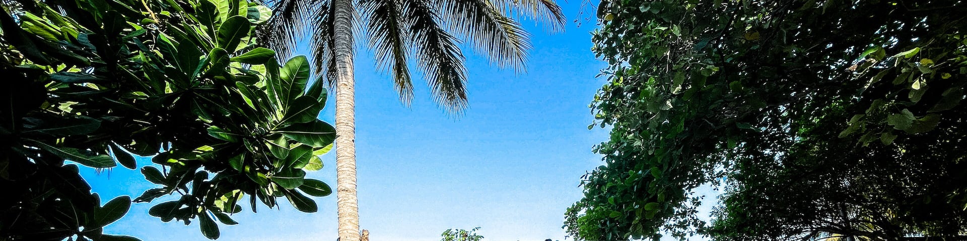 Beach view photo with wooden swing at Anyer Beach, Indonesia