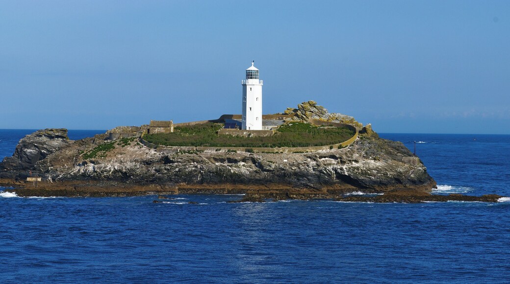 Godrevy lighthouse on the northern coast of Cornwall,UK. This is a stitch of three images.