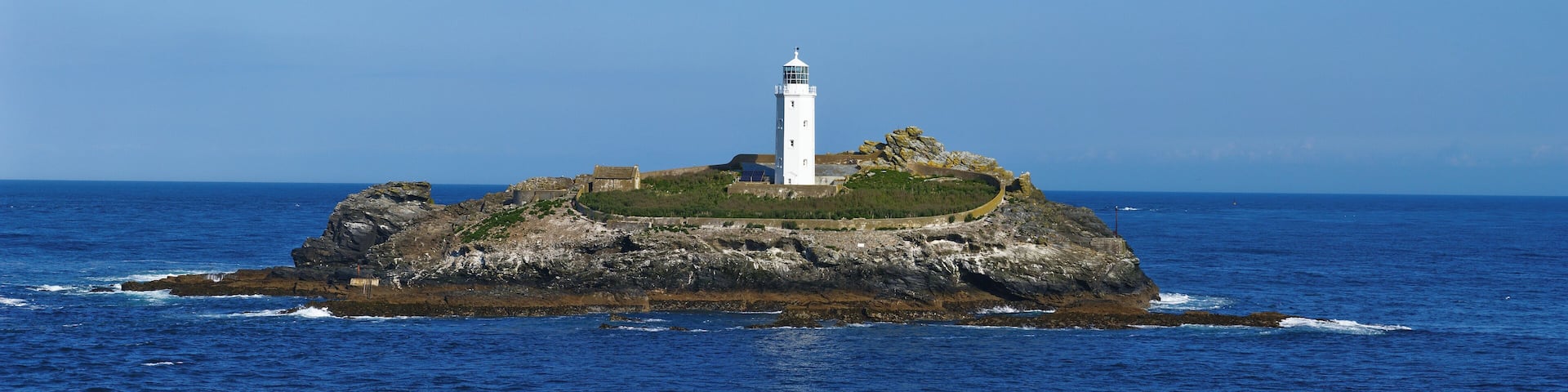 Godrevy lighthouse on the northern coast of Cornwall,UK. This is a stitch of three images.