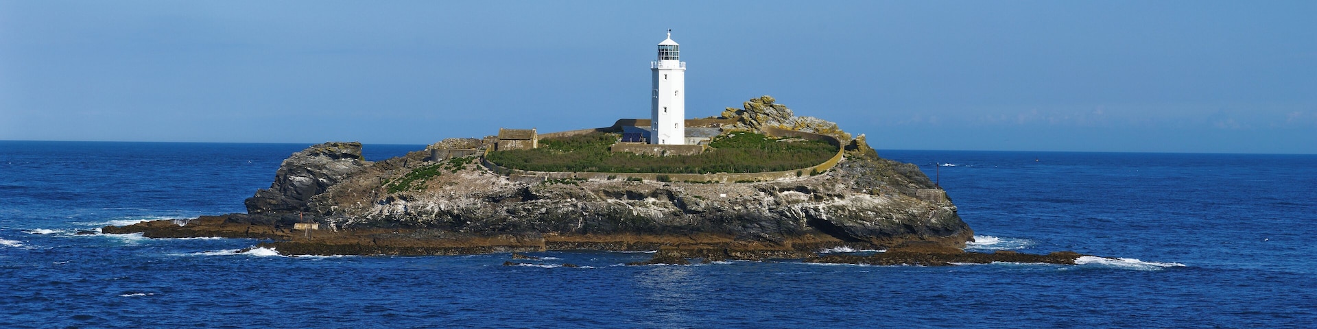 Godrevy lighthouse on the northern coast of Cornwall,UK. This is a stitch of three images.
