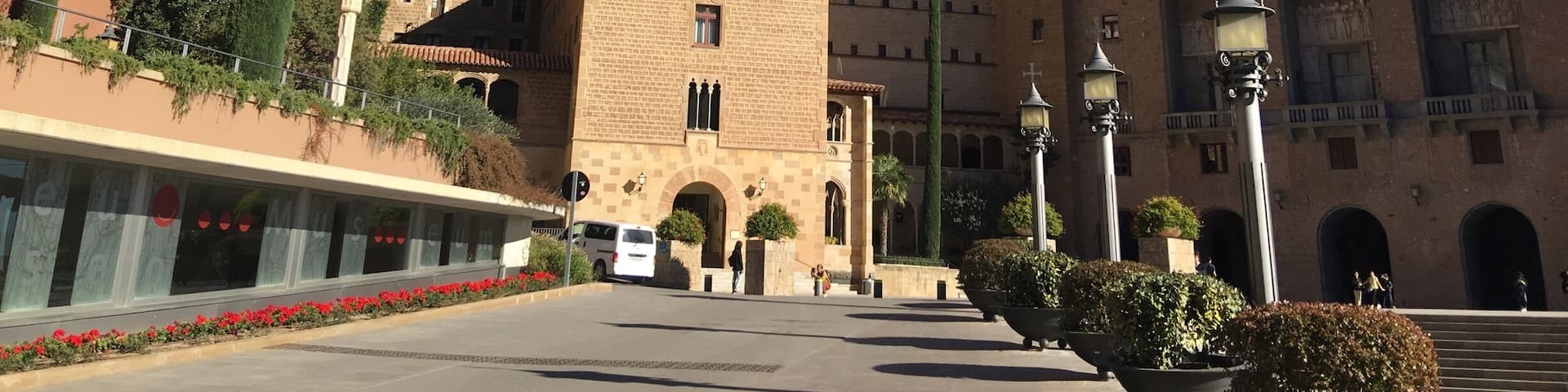 Montserrat is on the top of the rocky mountain monastery, Catalan Spain.