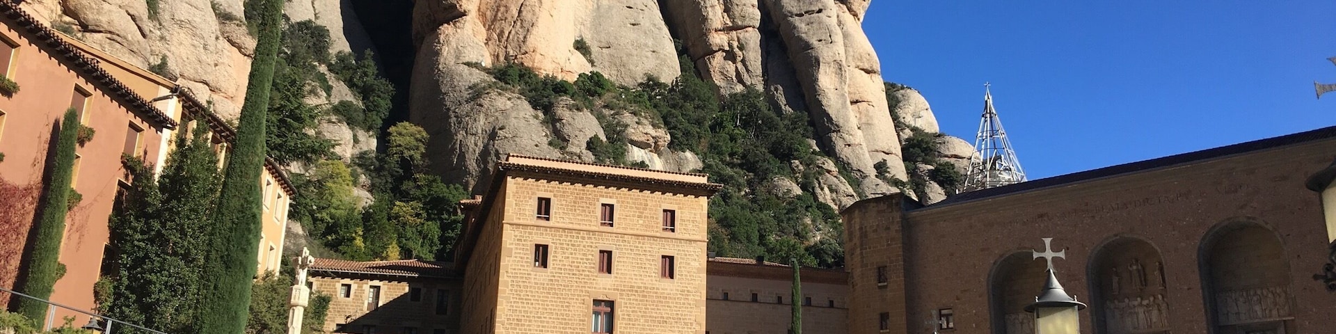 Montserrat is on the top of the rocky mountain monastery, Catalan Spain.