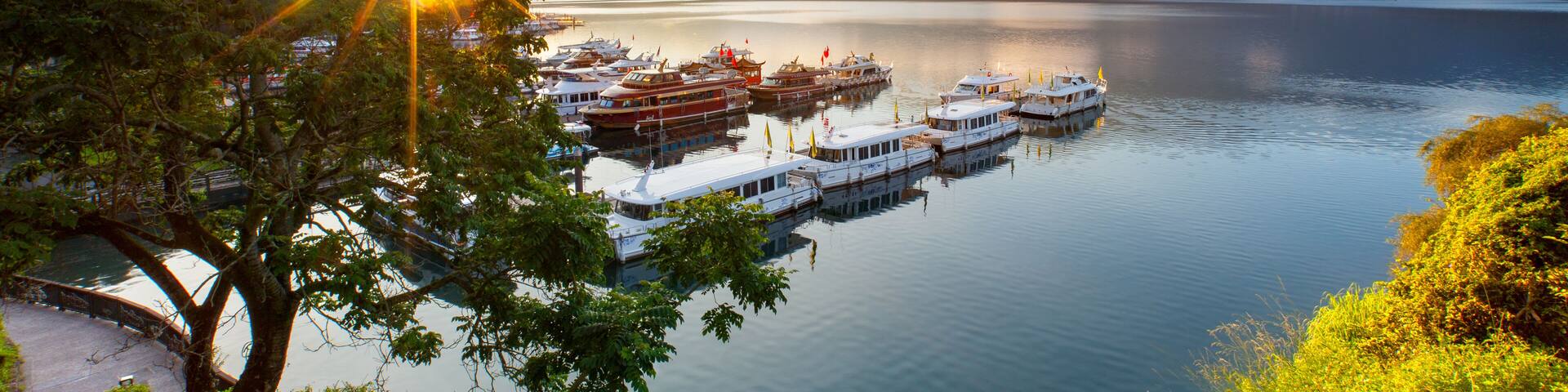 sunrise at sun moon lake in nantou, Taiwan; Shutterstock ID 466660997; Purchase Order: -