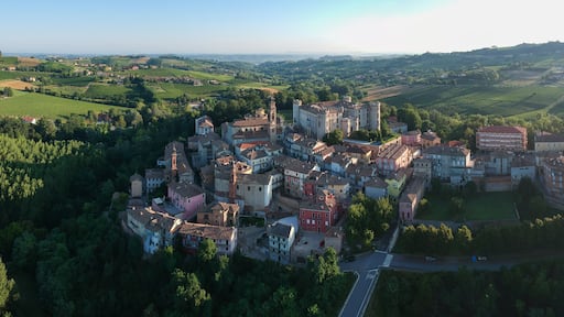 costigliole d'asti town, Langhe and Monferrato region, Piedmont, Italy. Aerial view