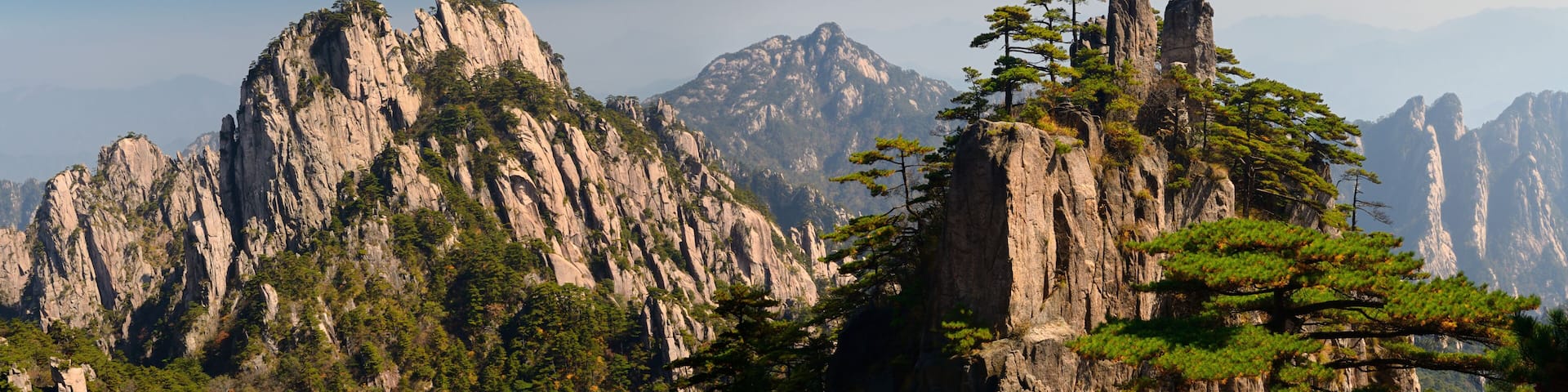 Panorama of Guinyin Peak and Stalagmite Gang at East Sea Yellow mountain Huangshan China