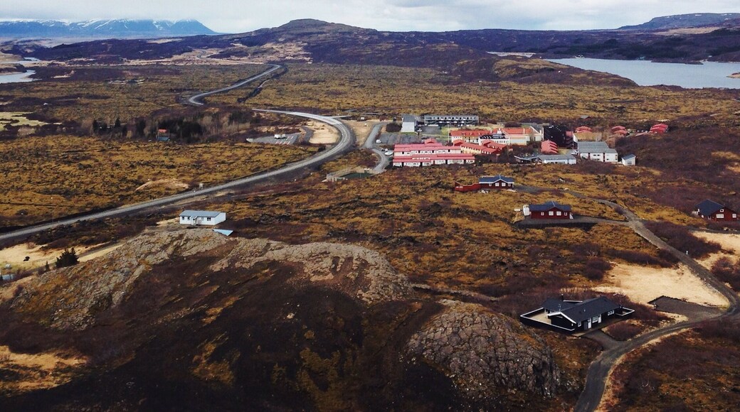 View of the Ring Road from the top of the Grábrók Crater. #Hiking up here was really windy but so easy. The path is very well maintained and you can walk around the entire rim of the crater. It's a nice stop on the western coast of Iceland. If you're on a #roadtrip around the whole Island I'd recommend it. It's quick and neat!
