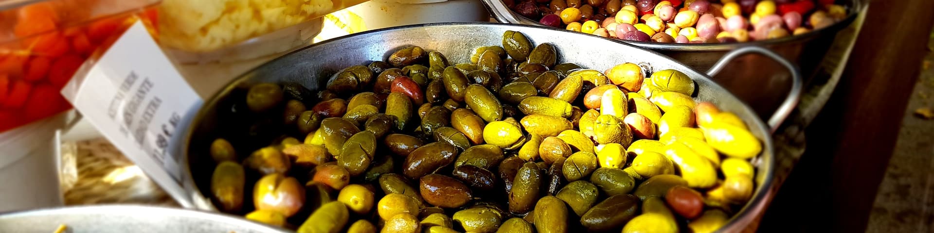 Different varieties and flavors of Olives.