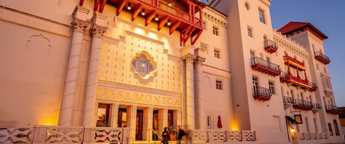 St Maarten and St Martin showing night scenes, heritage architecture and a hotel