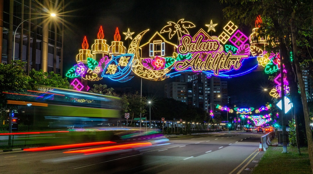 Geylang Serai Lights Up 2024: Celebrate Ramadan Holy Month of Muslims with Vibrant Street Decorations, Busy Roads Car Passing, and Festivities in Singapore, Eid Mubarak, Salam Aidilfitri Hari Raya