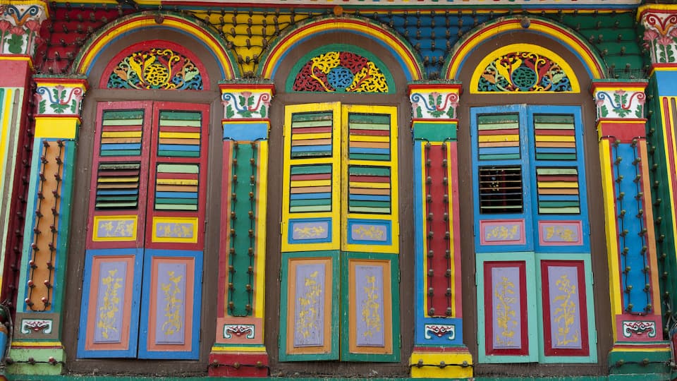 Facade of the building in Little India, Singapore