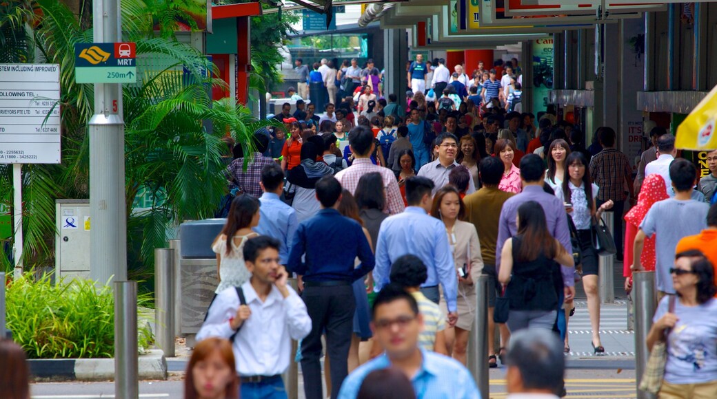Singapur mostrando escenas cotidianas y una ciudad y también un grupo grande de personas