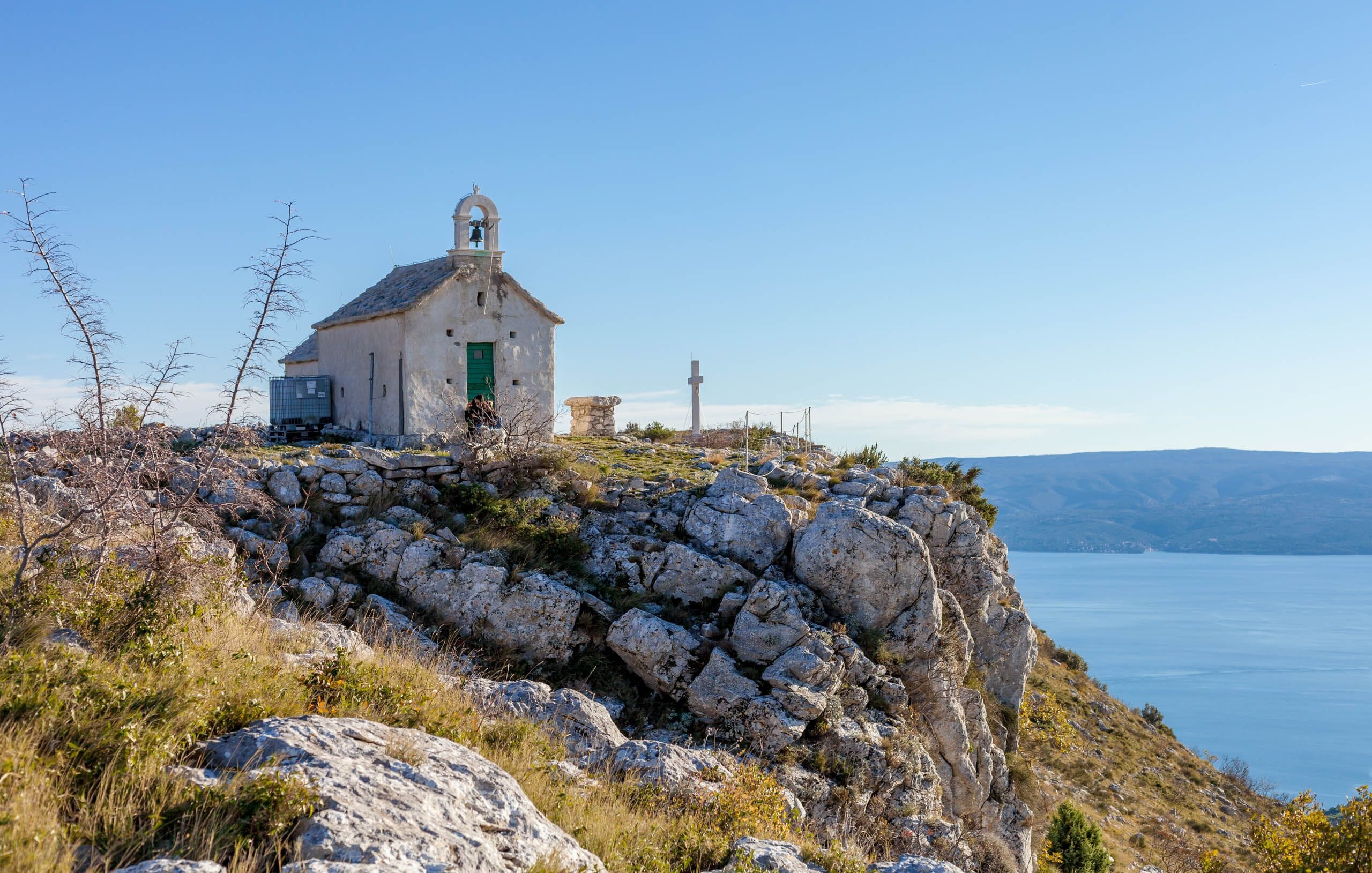 Old church on mountain Perun in Podstrana Croatia