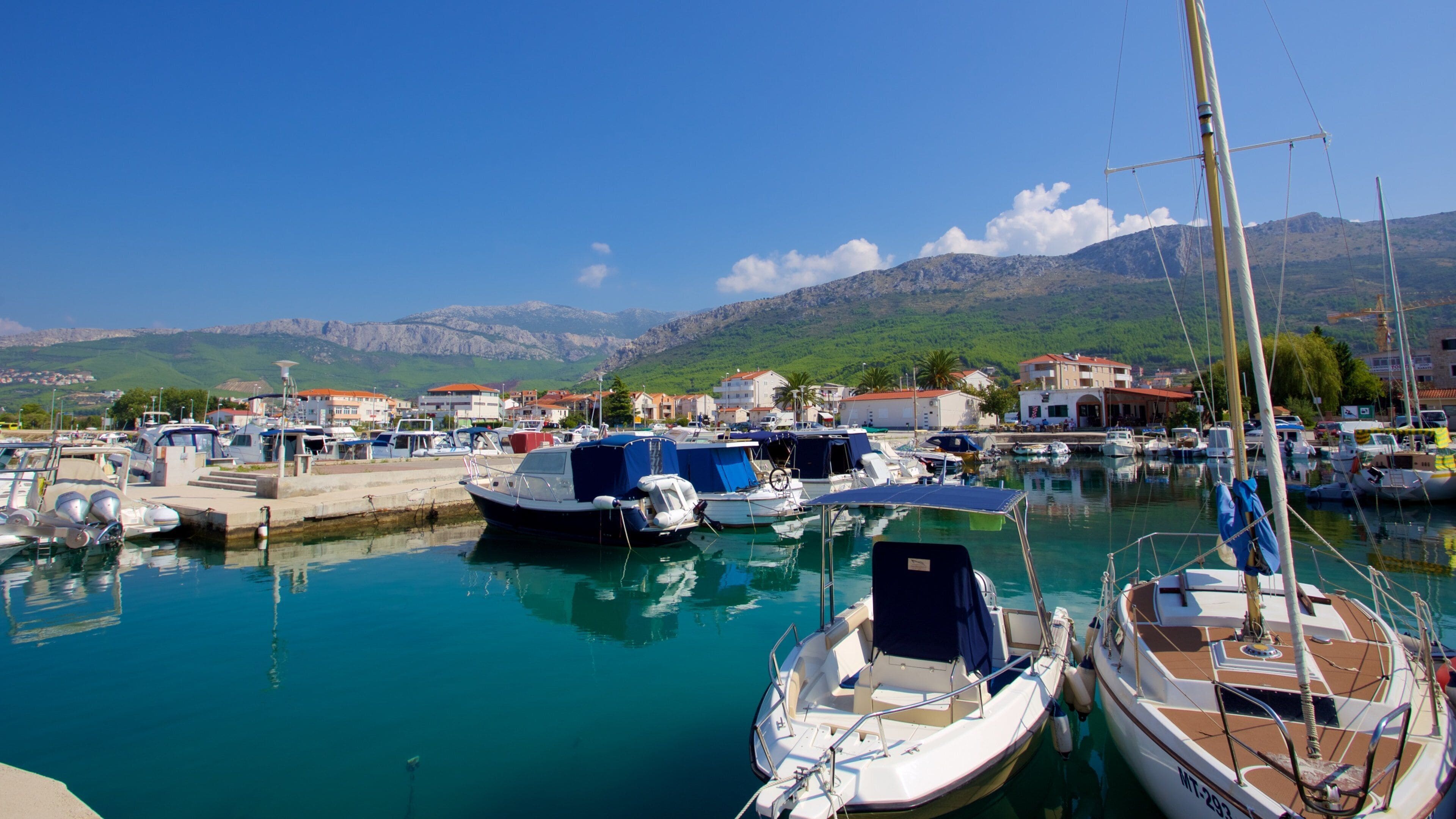 Podstrana showing landscape views and a marina