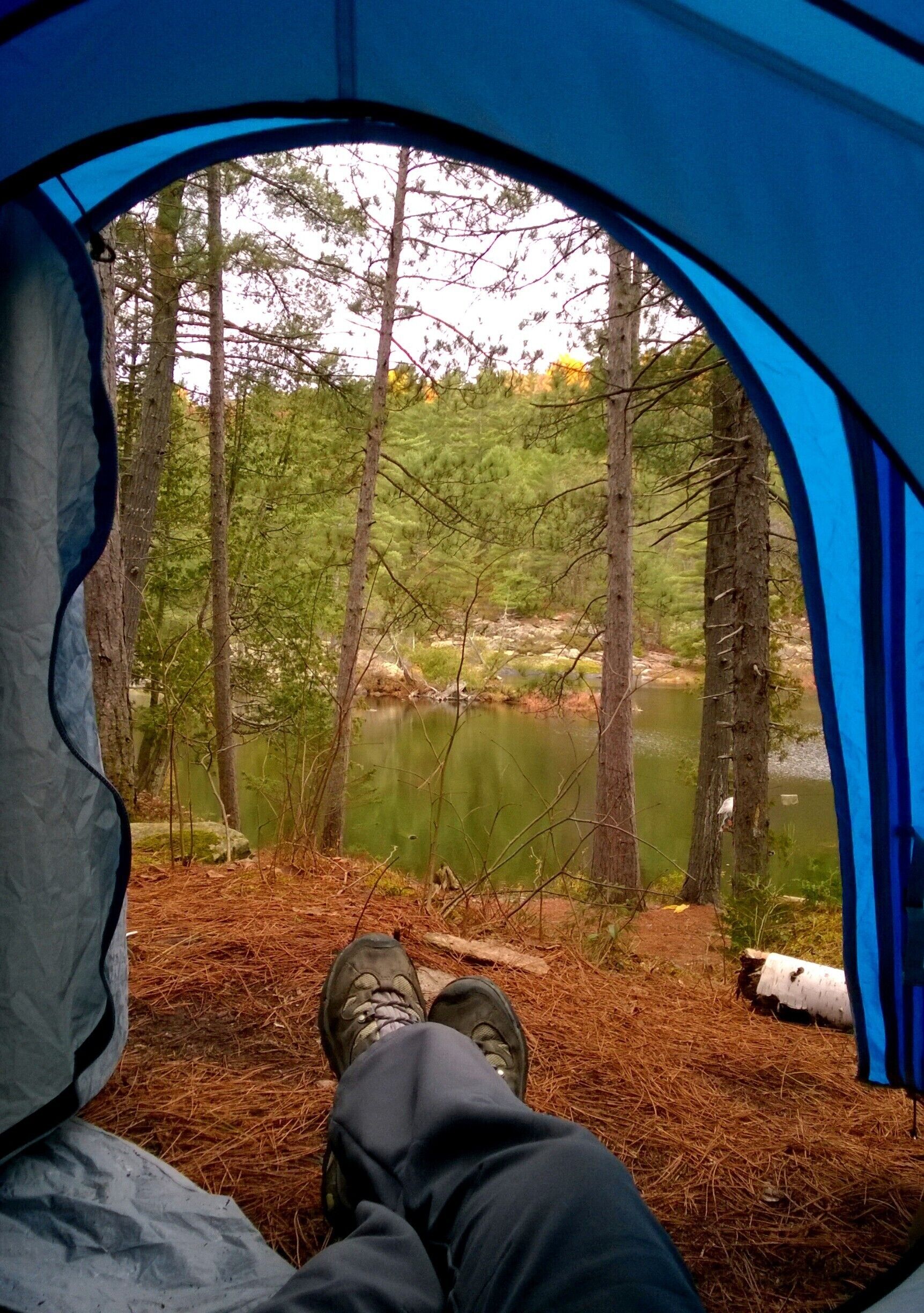 My morning view while canoe camping in Algonquin Park along the Barren Canyon River.