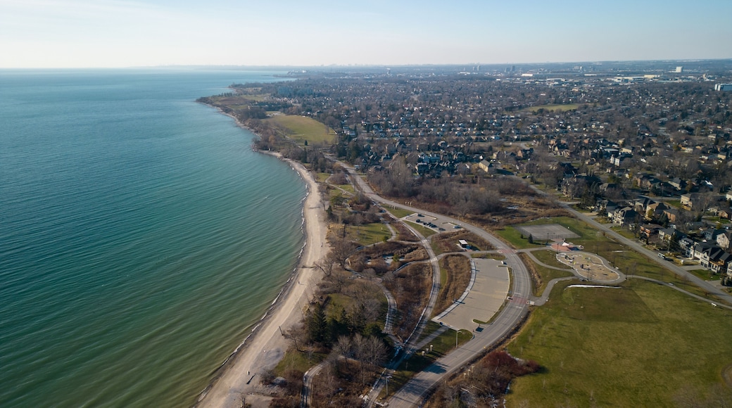 Aerial view of Paradise Park on the coast of Lake Ontario in Ajax Ontario