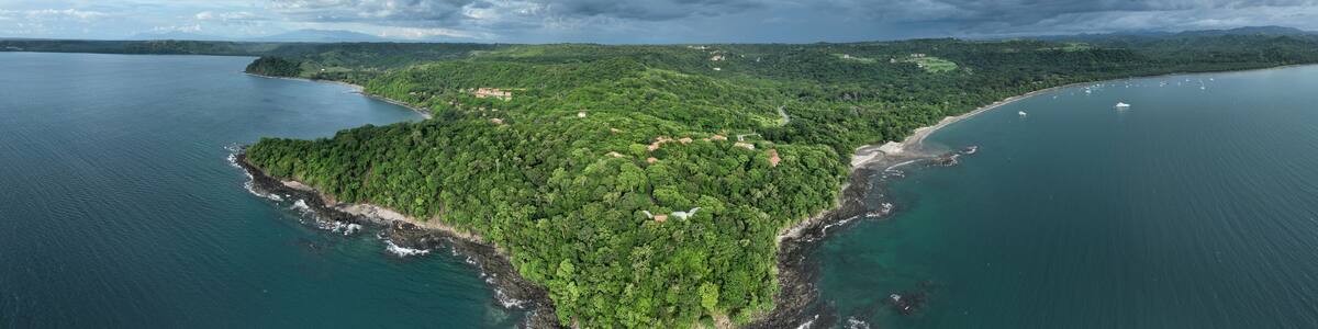 Aerial View of Playa Panama and Bahia Culebra in Guanacaste, Costa Rica