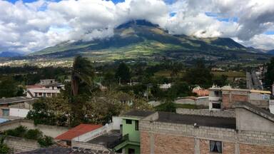 Looking towards Mt Imbabura from my room at La Cuadra Hostal