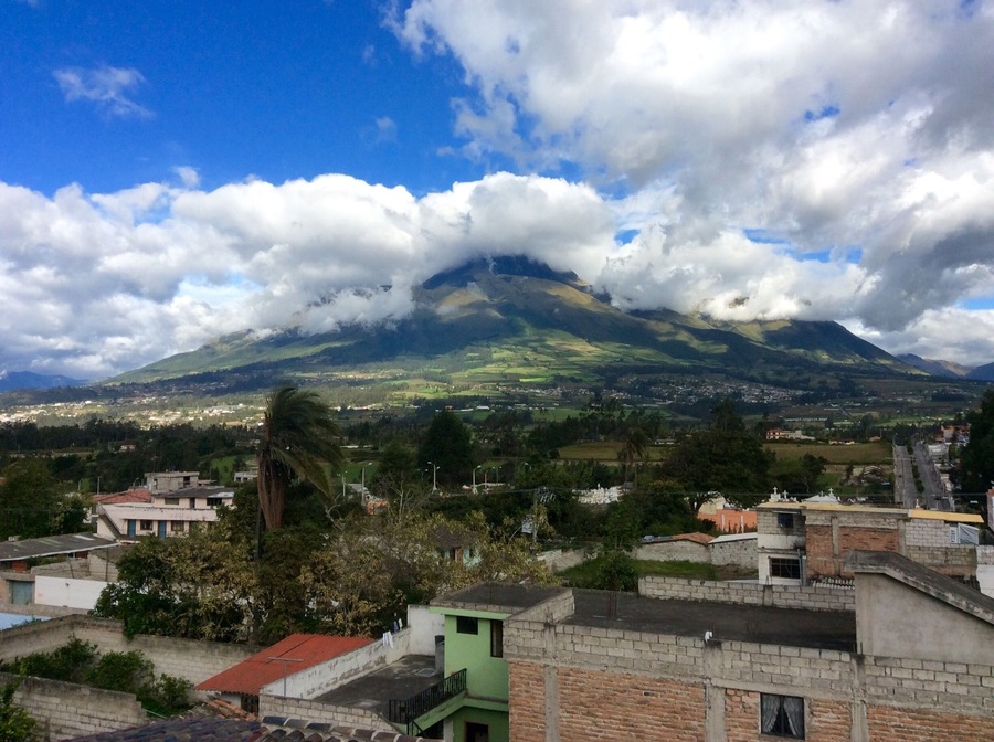 Looking towards Mt Imbabura from my room at La Cuadra Hostal