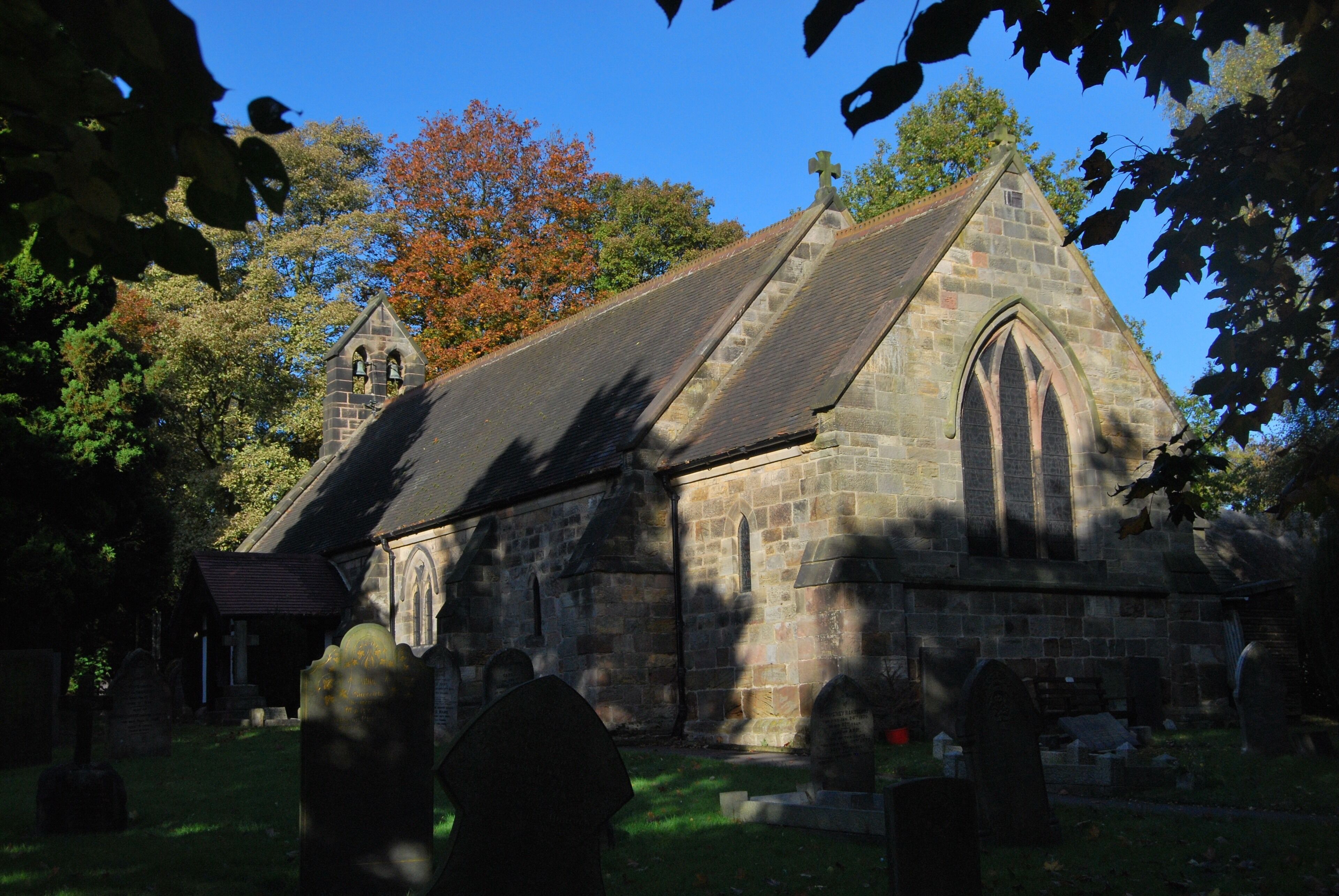 St Andrew's parish church, Stanley, Derbyshire, seen from the southeast