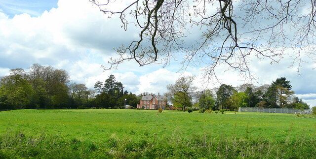 View north-west from Morley churchyard Towards Morley Hall, in the adjacent gridsquare.