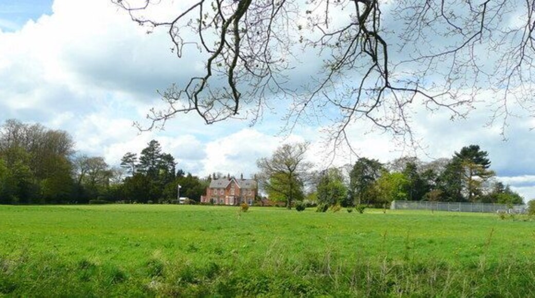 View north-west from Morley churchyard Towards Morley Hall, in the adjacent gridsquare.