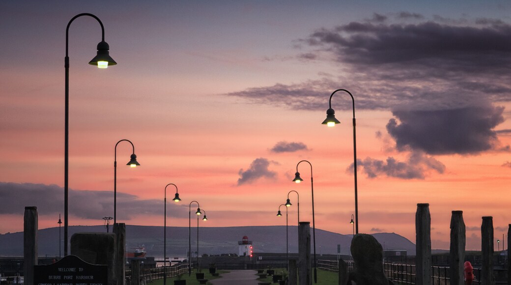 Burry Port, Llanelli, Carmarthenshire at twilight