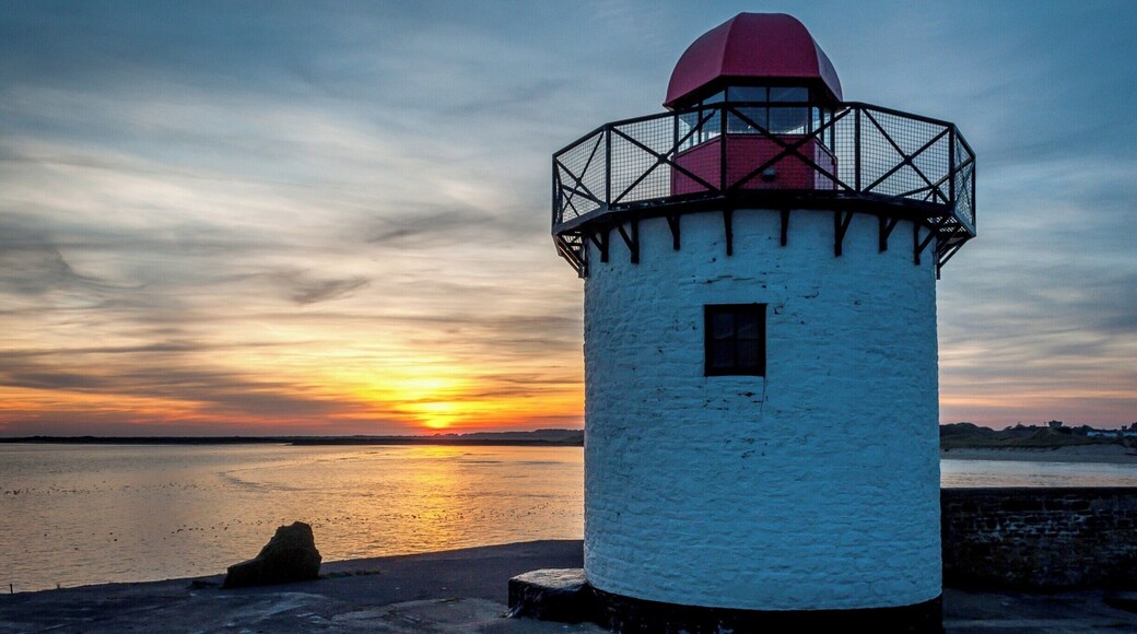 Quite a famous little landmark, Burry Port Lighthouse seen here during a winter sunset.