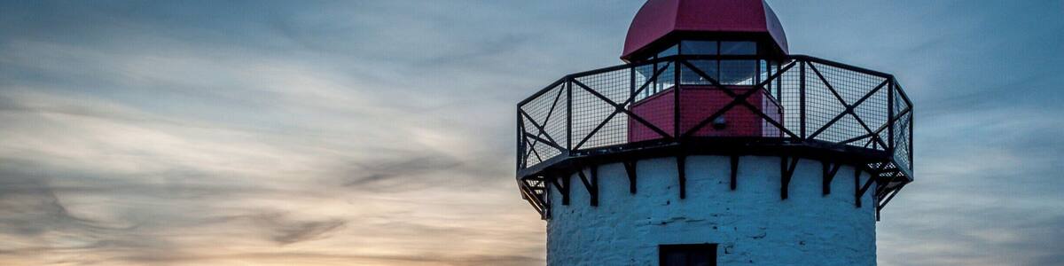 Quite a famous little landmark, Burry Port Lighthouse seen here during a winter sunset.