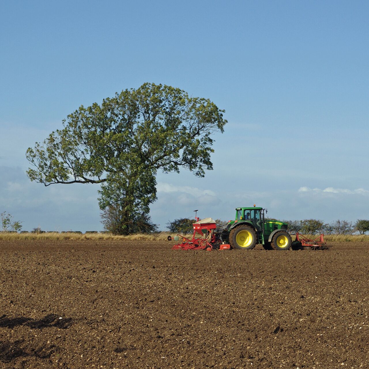 Seed drilling on Saxby Wolds, near to Saxby All Saints, North Lincolnshire, Great Britain.