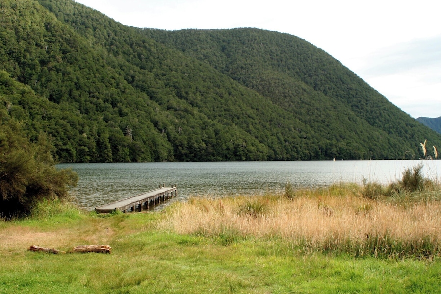 This is the jetty at lake Daniels, seen from the doc hut. There is a lovely walk through the jungle-like forest that takes a few hours to get to the lake.