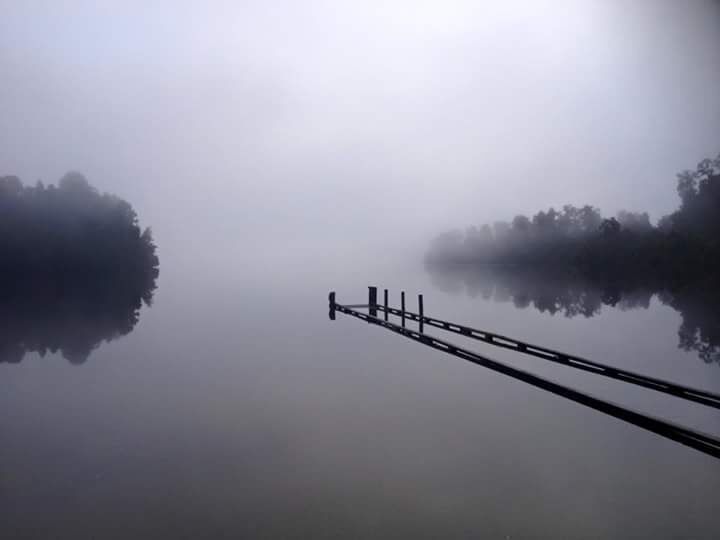 This is a beautiful area to visit, we stopped for a bit of a fish - we didn't catch any trout but the scenery was very gorgeous with the fog above the lake