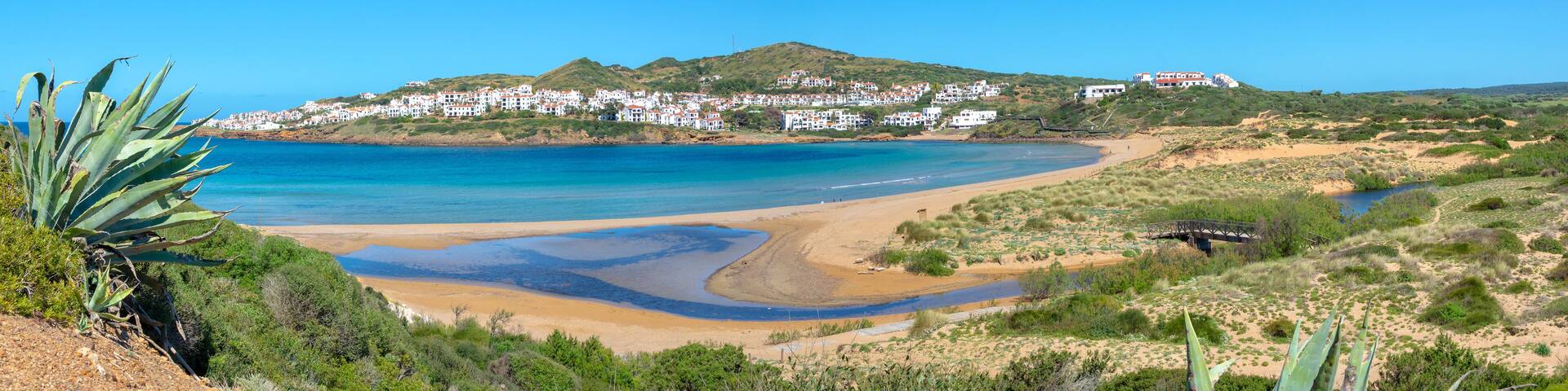 Panorama of Cala Tirant beach in Menorca, Balearic islands, Spain
