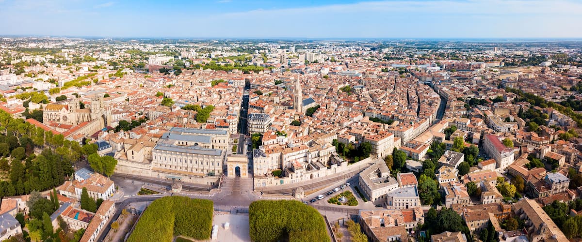 Montpellier aerial panoramic view, France