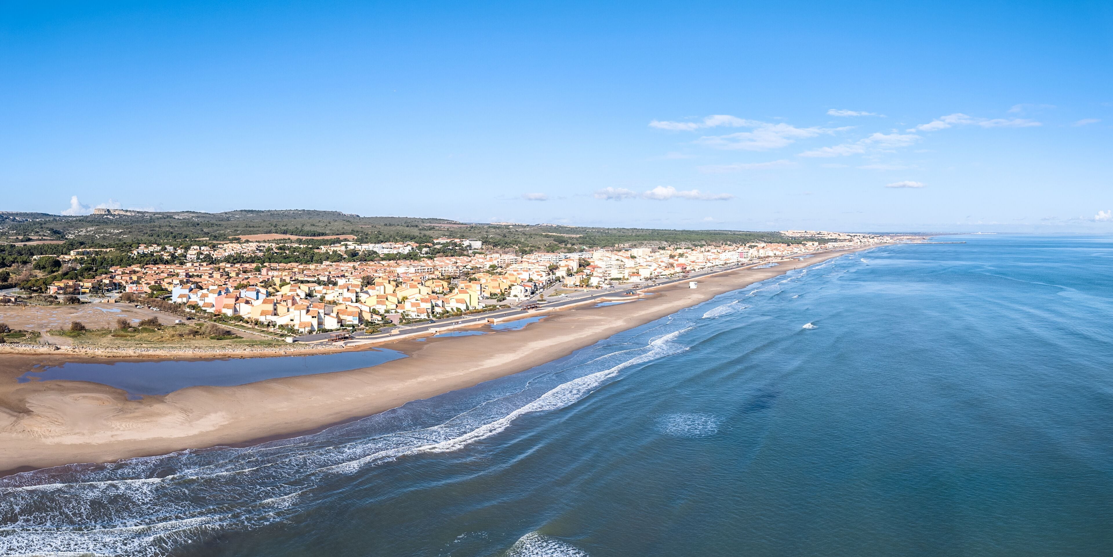 Panorama de Narbonne plage dans l'Aude en Occitanie (France)