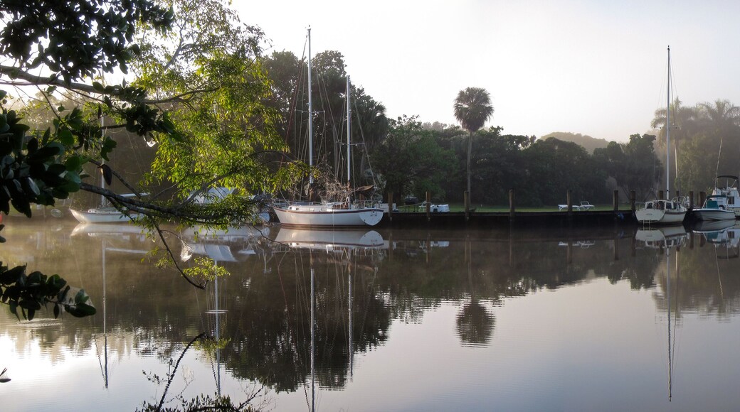 Panorama of quiet morning on North Fork of Fort Lauderdale's New River, Florida